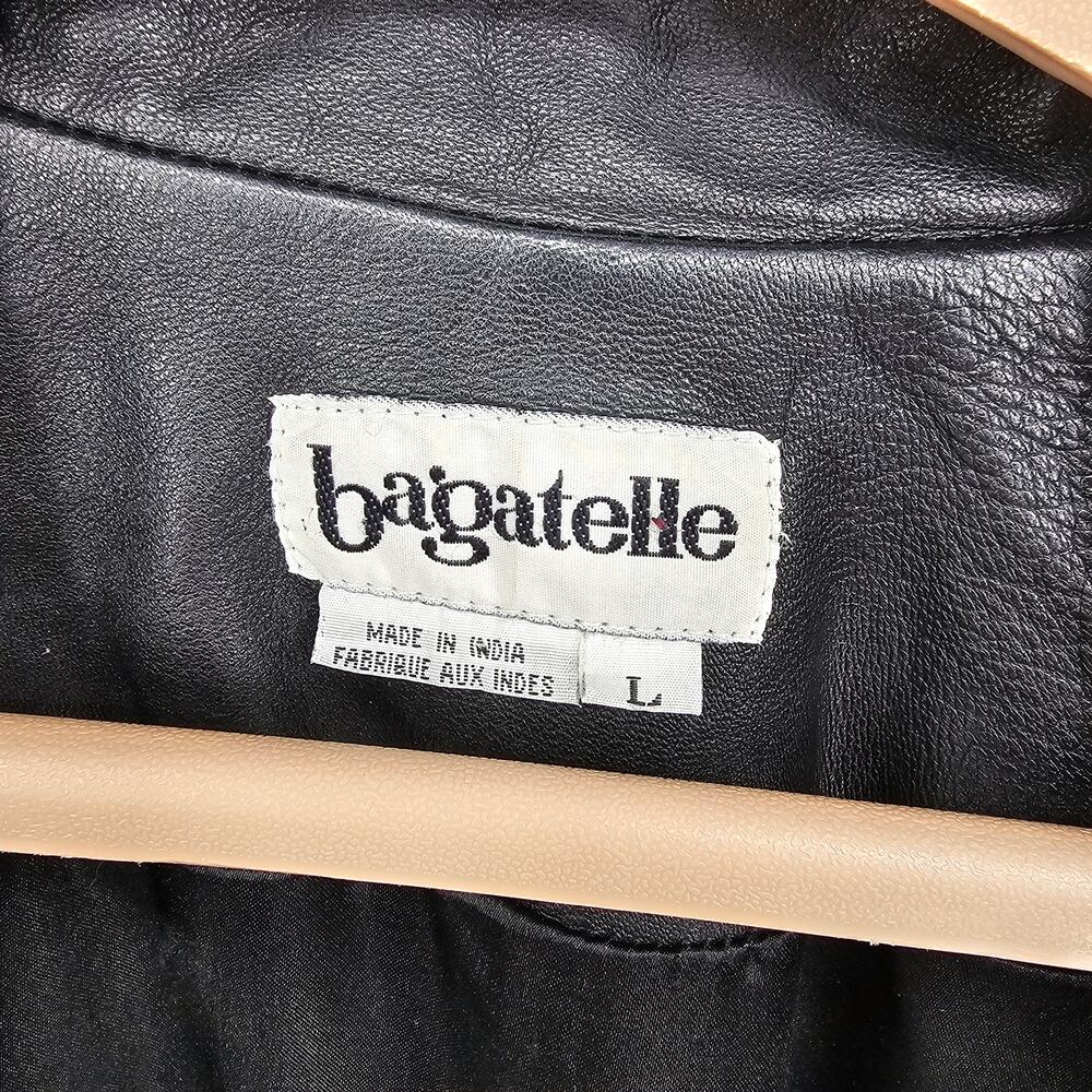 VTG Bagatelle 100% Leather Biker Moto Coat Large Goth Grunge Matrix Mob Wife - Picture 3 of 7